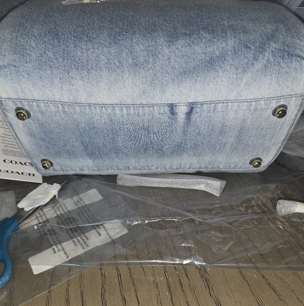 NWT- Coach Large Rowan In Loved Denim w/ OUT Charms- Price is FIRM. - Picture 4 of 8